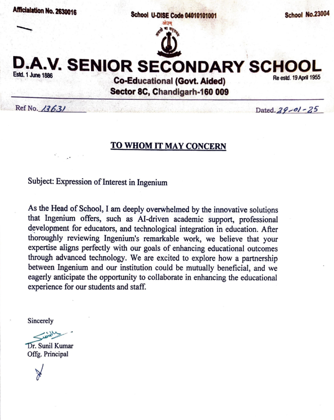 EOI document for DAV Public School